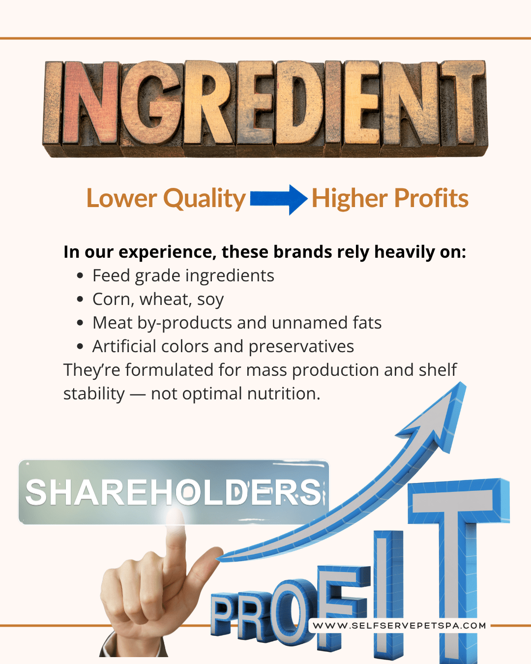 Inferior ingredients for higher profits