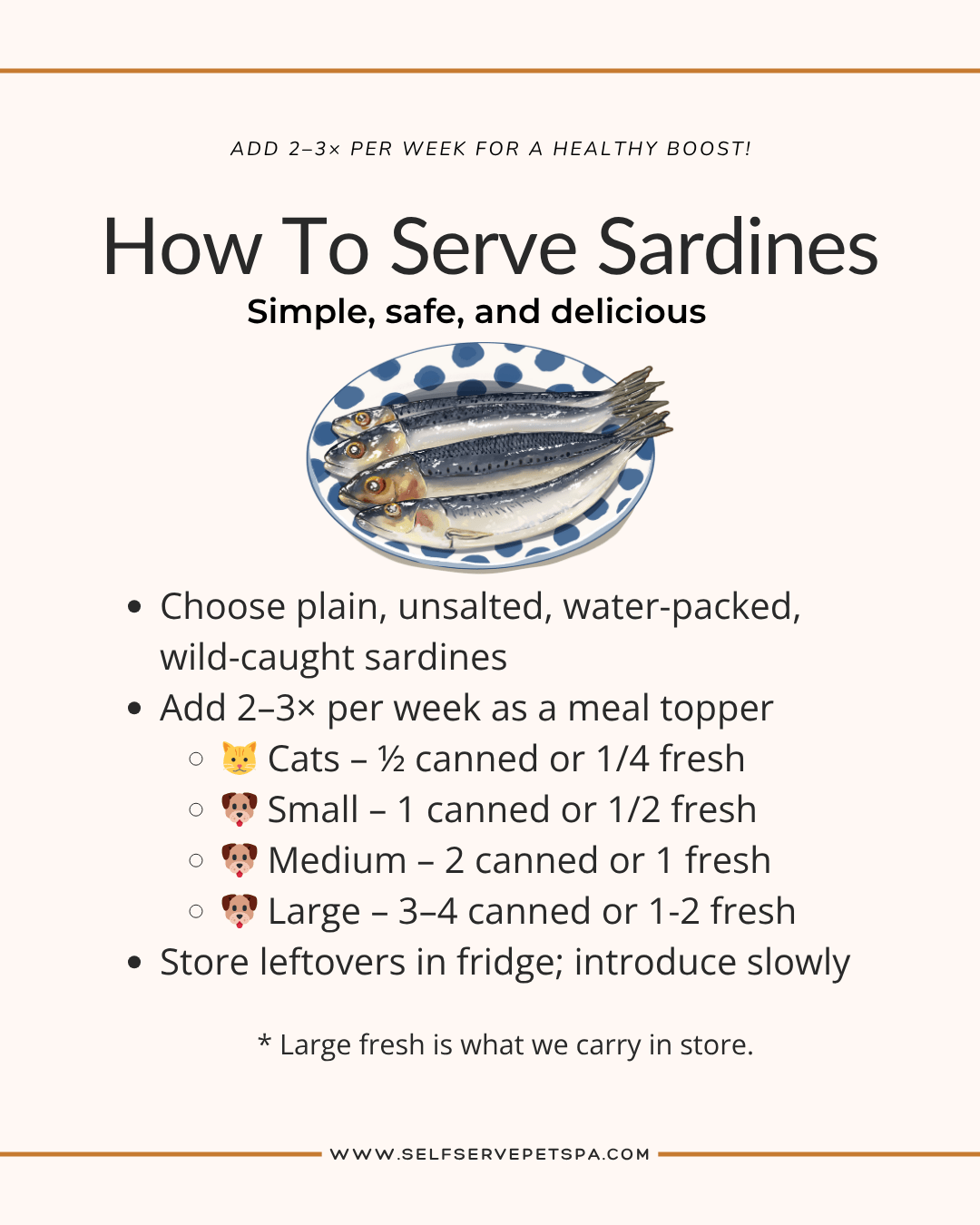 How many sardines do I give my dog or cat?